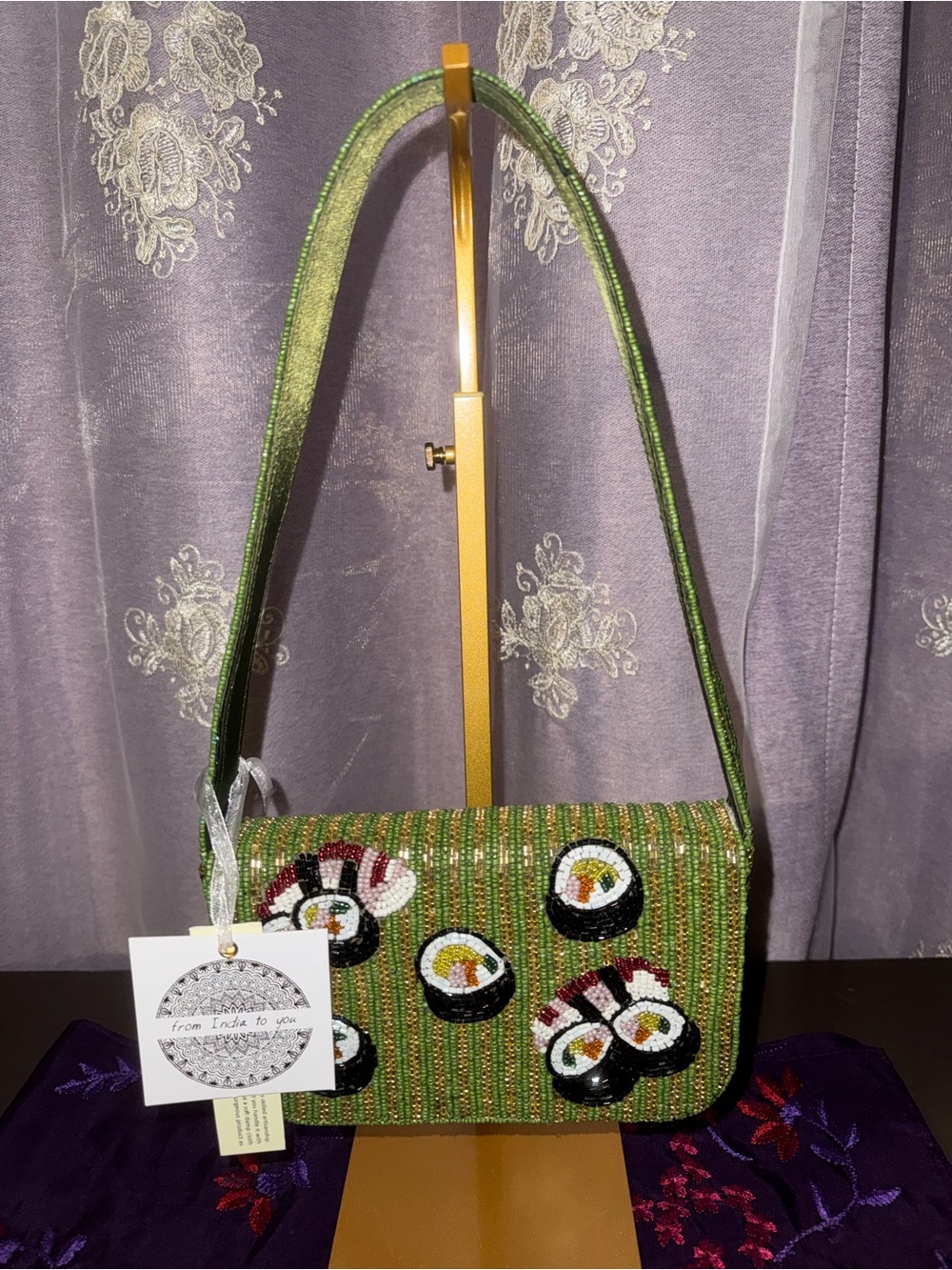 NWT From India To You Sushi Beaded Shoulder Bag - Viral Novelty Handbag